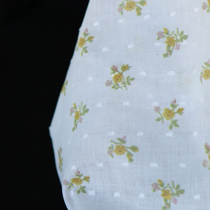 Céline - Plumetis de coton imprimé fleuri vert et ocre