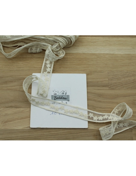 Galon tulle souple broderie coton brodé 20mm x 1m