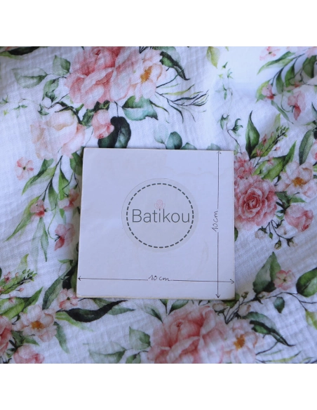 Roseraie - Double gaze de coton motif fleuri aquarelle