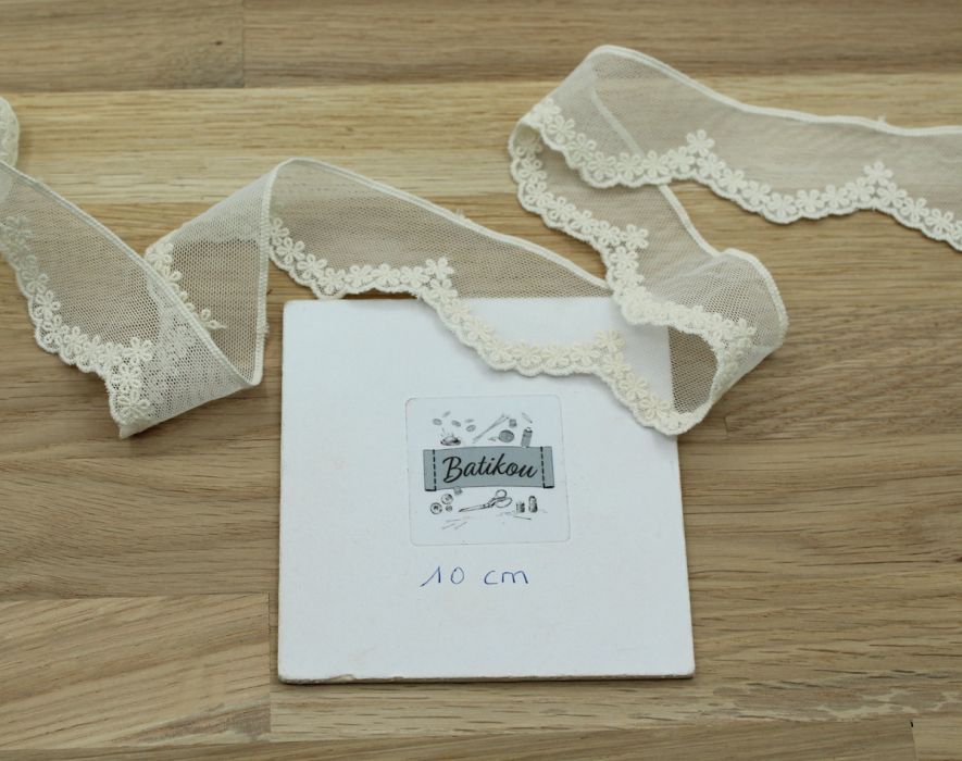 Galon tulle souple broderie coton brodé 38mm x 1m