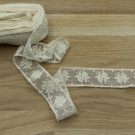 Galon tulle souple broderie coton brodé 30mm x 1m