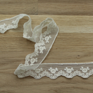 Galon tulle souple broderie coton brodé 30mm x 1m