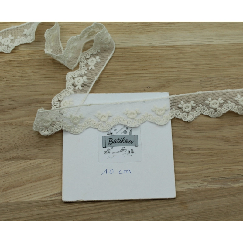 Galon tulle souple broderie coton brodé 30mm x 1m