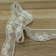 Galon tulle souple broderie coton brodé 40mm x 1m