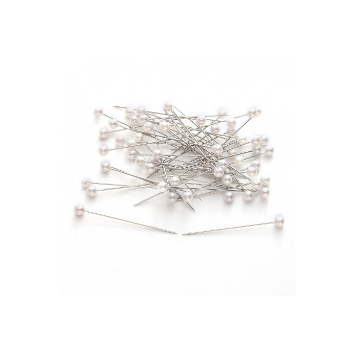 Épingles tête perlée blanches 40 mm x 0,6 mm - boîte de 100