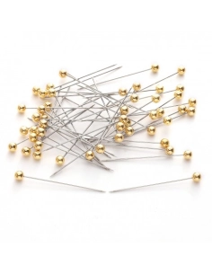 Épingles tête métallisée or 38 mm x 0,6 mm - boîte de 100