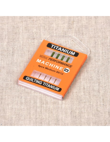 Boîte de 4 aiguilles machine quilting titane MEDIAC Performance taille 80/12