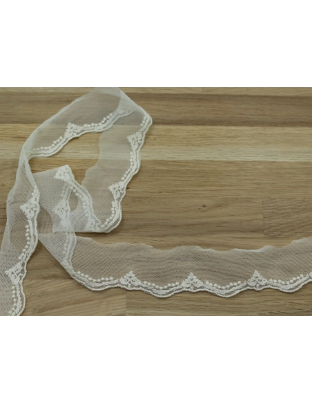 Galon tulle souple broderie coton brodé 40mm x 1m