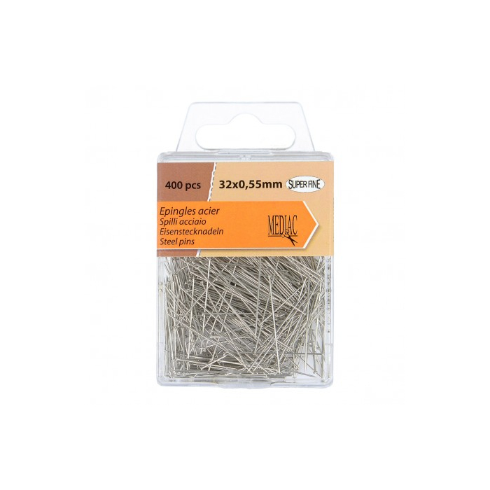 Boîte de 400 épingles acier super fines MEDIAC 32 x 0,55 mm