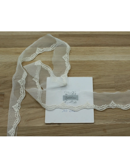 Galon tulle souple broderie coton brodé 40mm x 1m