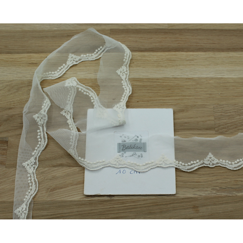 Galon tulle souple broderie coton brodé 40mm x 1m