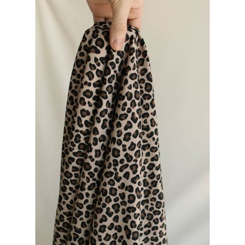 Lea - Jersey coton bio motif exclusif graou noir et brun châtaigne fond beige poudré 2