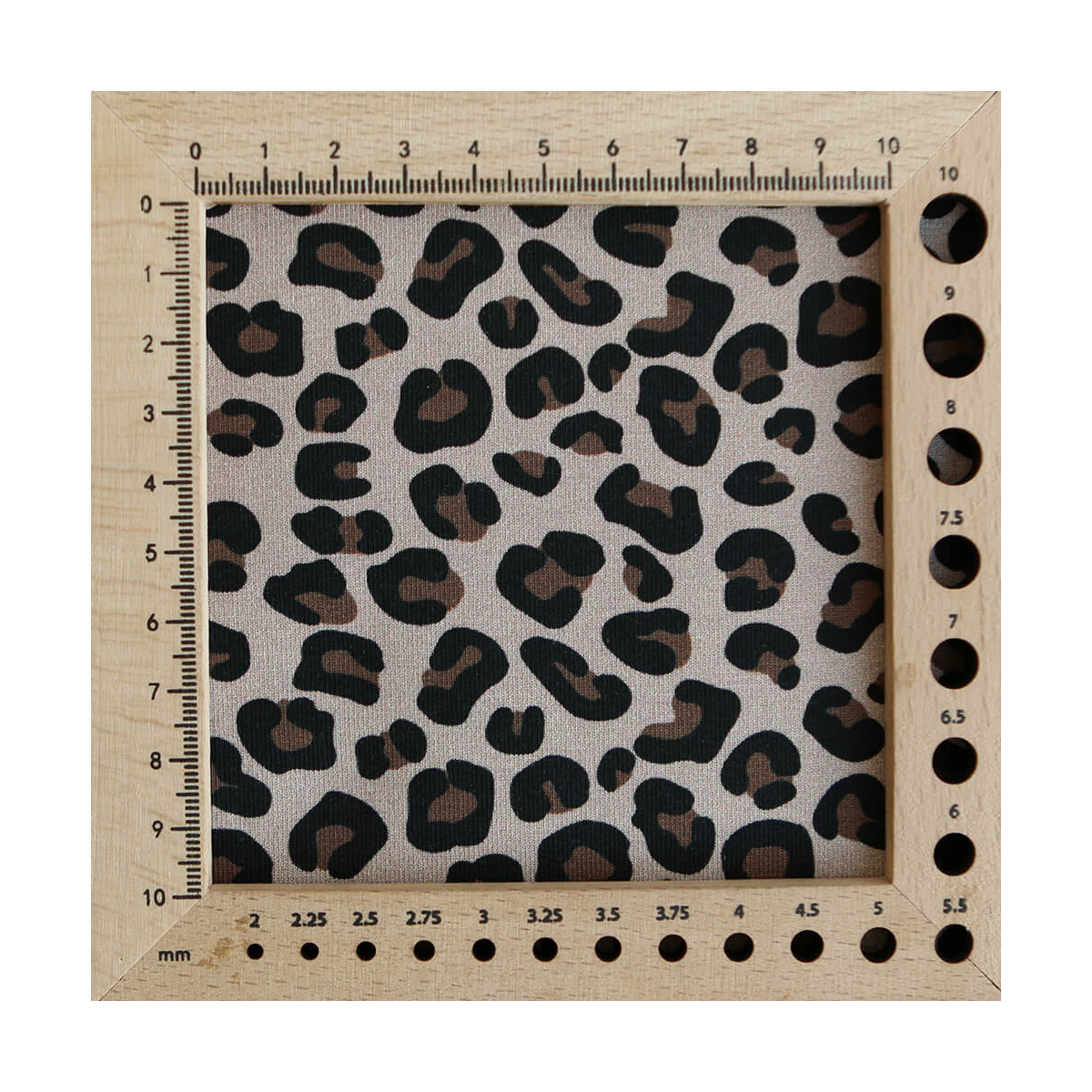 Lea - Jersey coton bio motif exclusif graou noir et brun châtaigne fond beige poudré