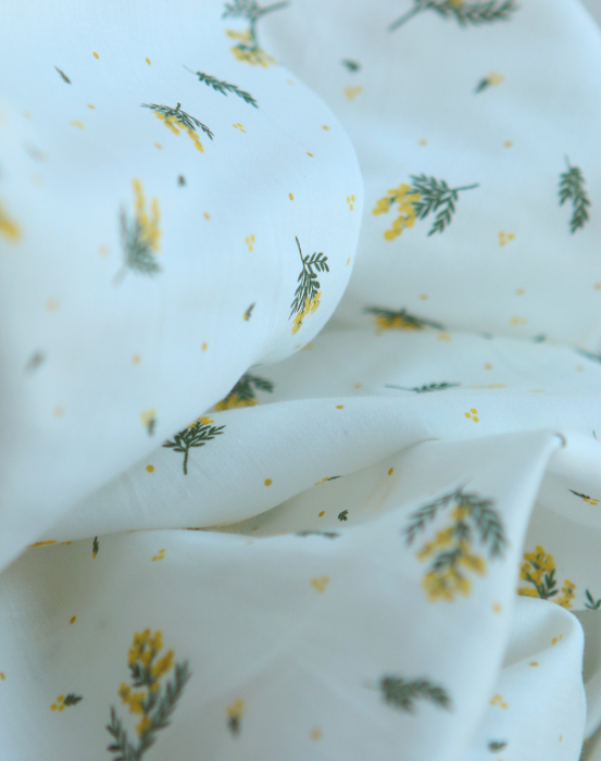 Mimosa - Batiste de coton douce à imprimé exclusif mimosa allégé