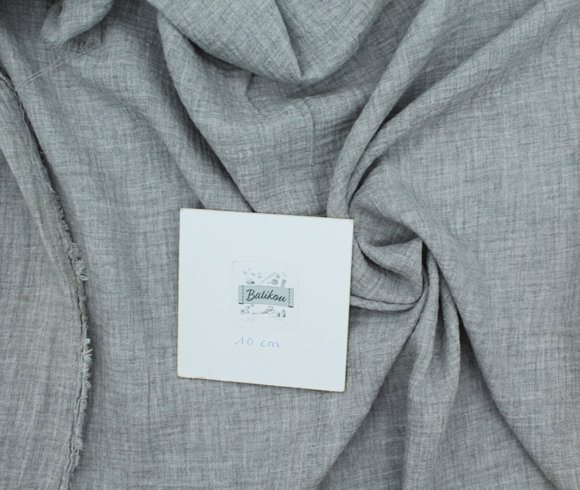 Double gaze de coton BIO chiné coloris GRIS