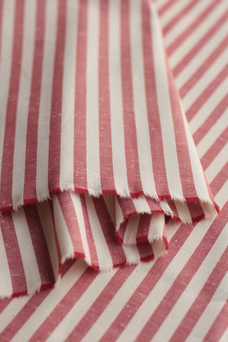 copy of Coton chiné aspect brut rayures moyennes 7mm coloris bleu marine / écru