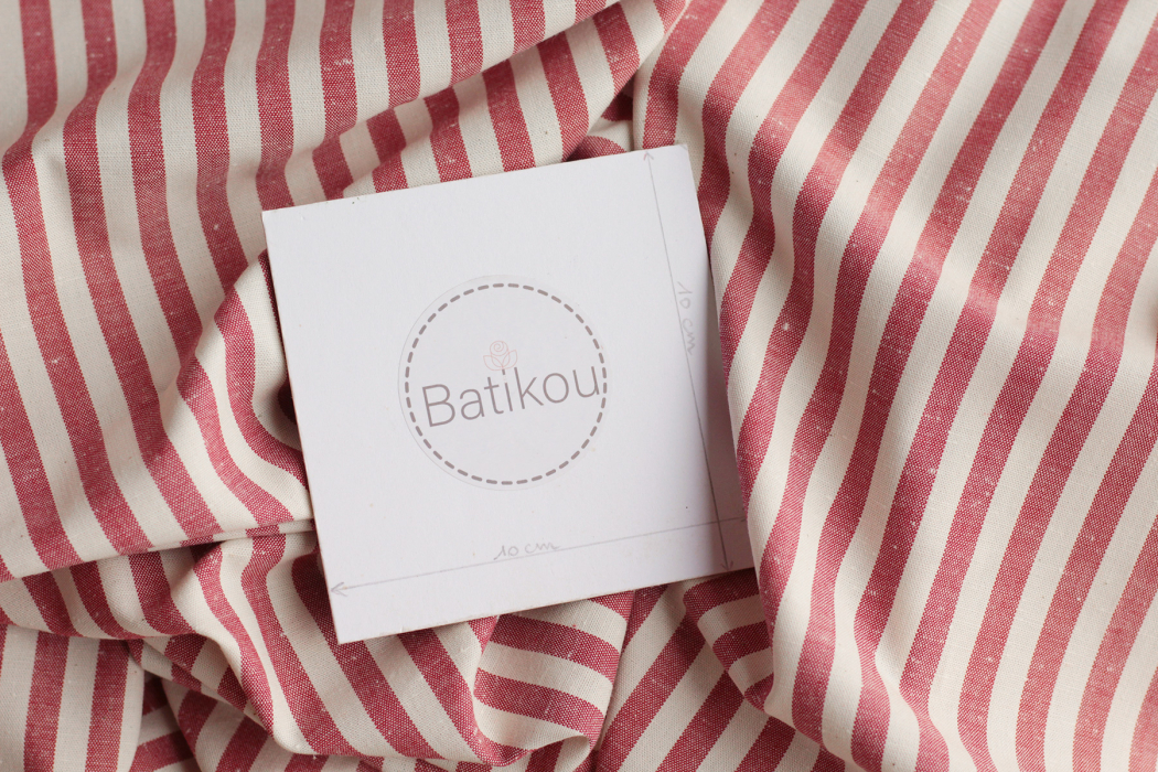 copy of Coton chiné aspect brut rayures moyennes 7mm coloris bleu marine / écru