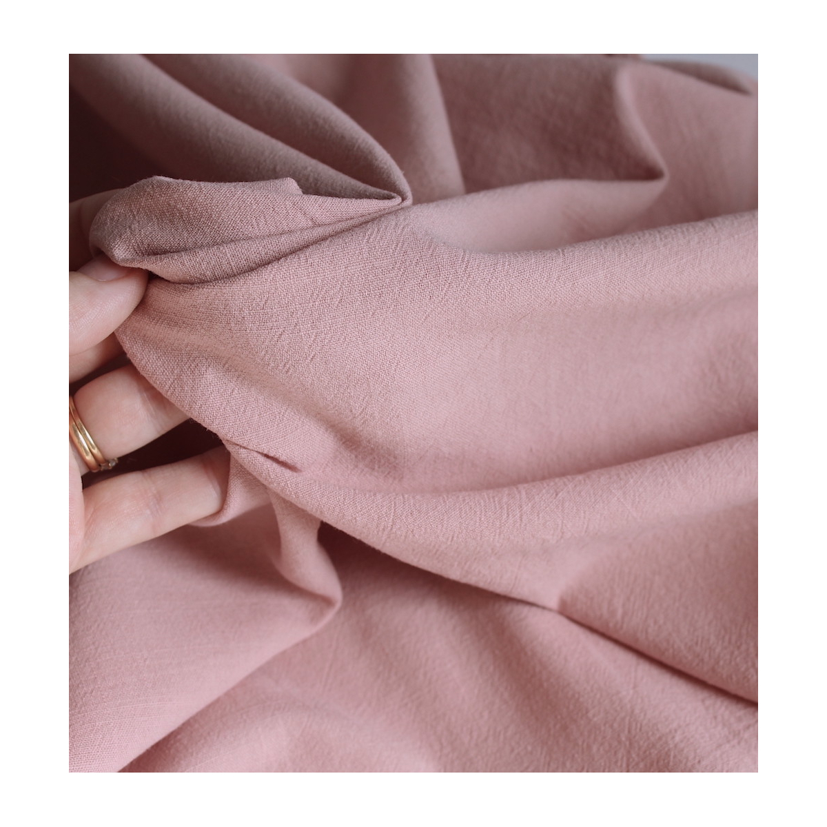 Coton lavé bio coloris vieux rose poudré