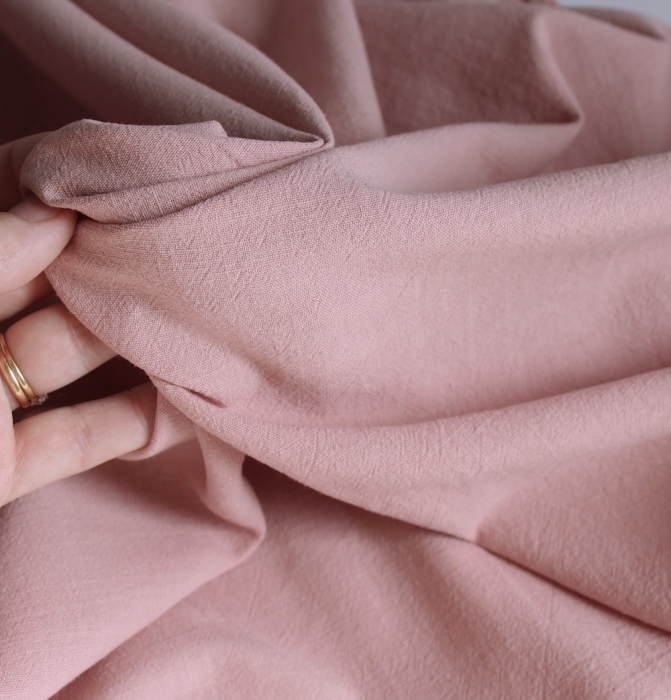 Coton lavé bio coloris vieux rose poudré