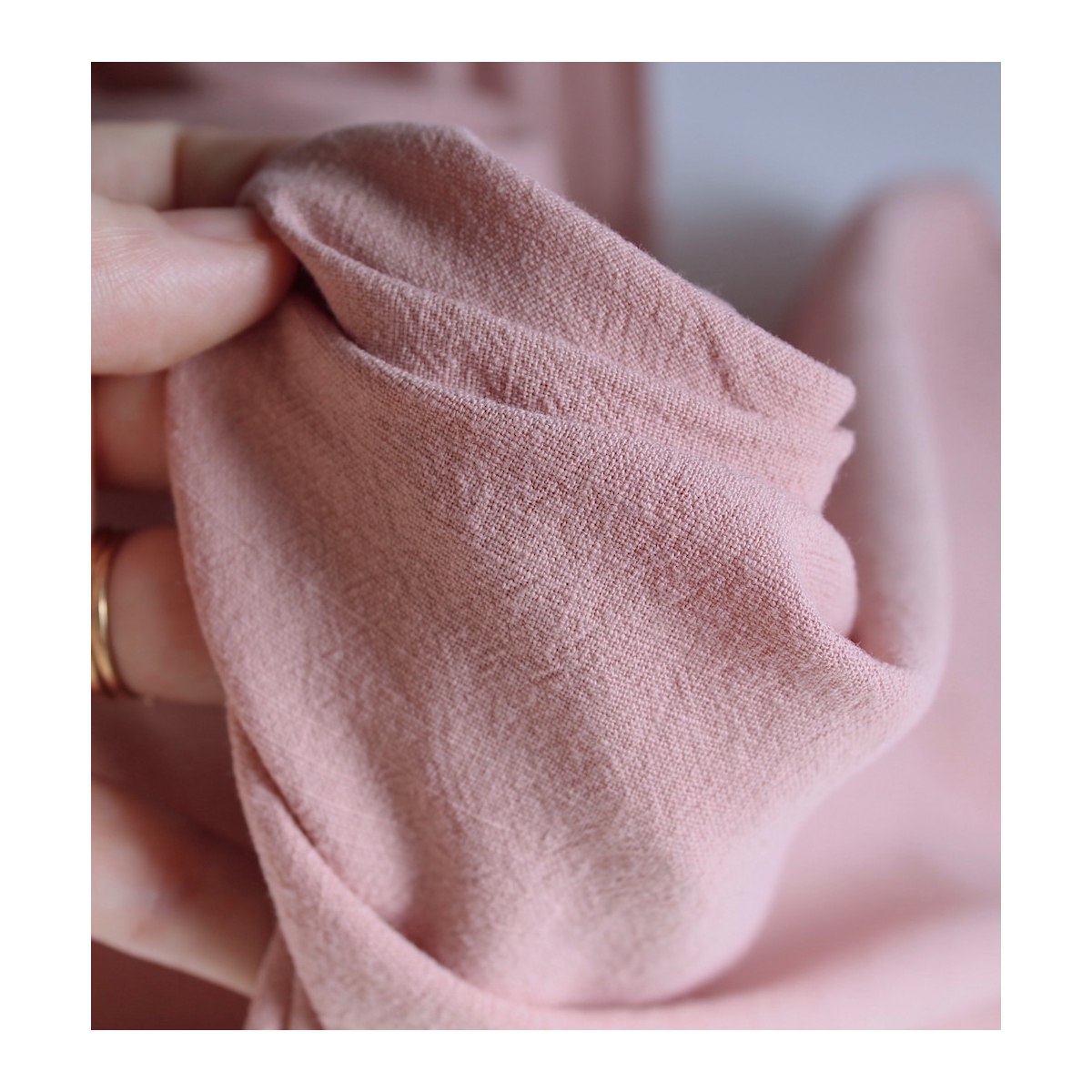 Coton lavé bio coloris vieux rose poudré