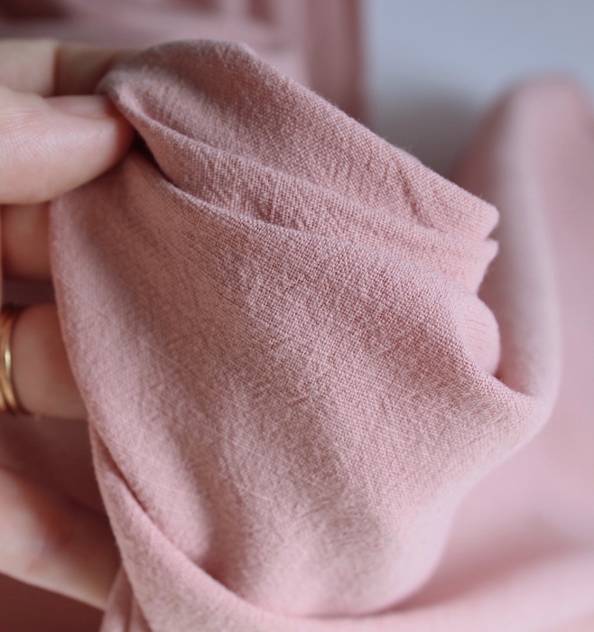 Coton lavé bio coloris vieux rose poudré