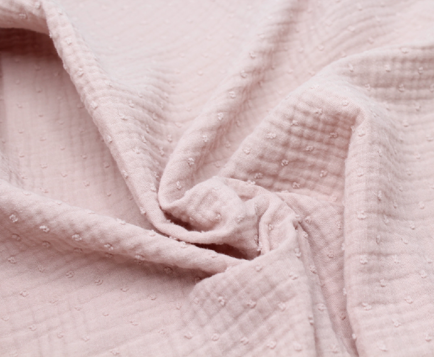 Double gaze de coton BIO plumetis rose thé