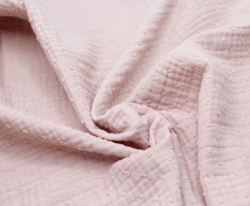 Double gaze de coton BIO plumetis rose thé