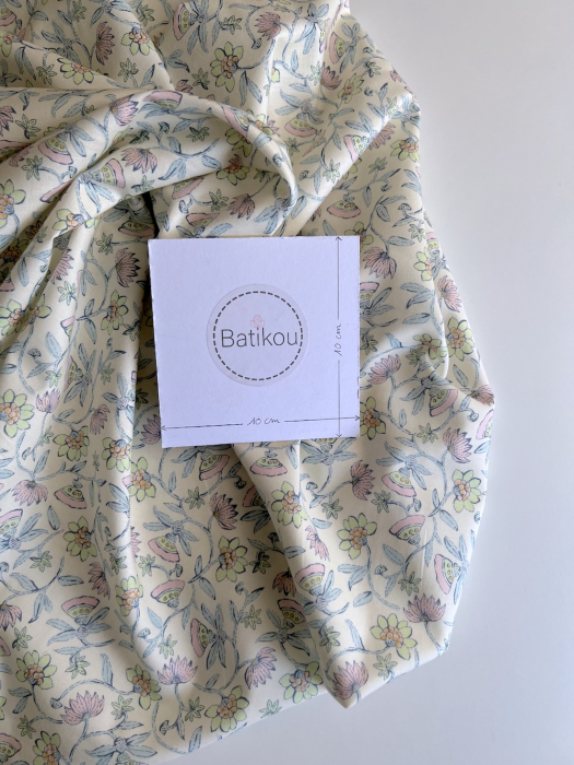 India - Popeline de coton BIO imprimé fleurs indiennes Tissus issus de l'agriculture biologique  - 6