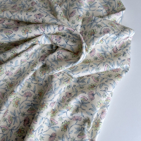 India - Popeline de coton BIO imprimé fleurs indiennes Tissus issus de l'agriculture biologique  - 1