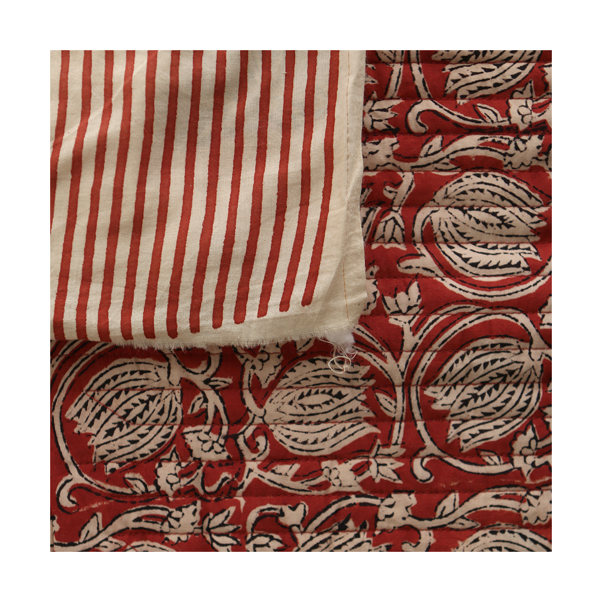 Rayures cubiques - Tissu indien coton hand block traditionnel