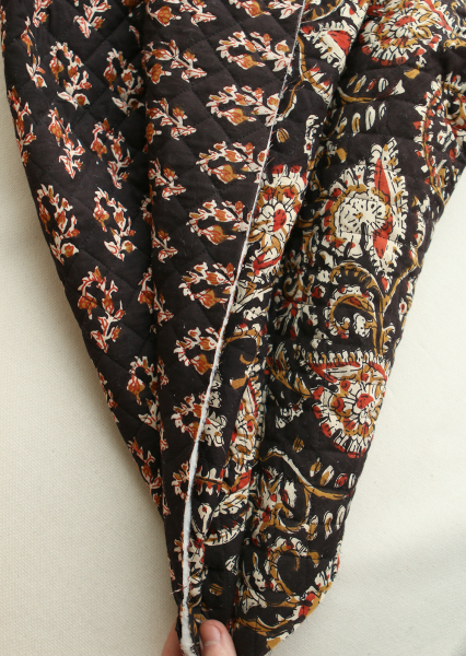 Kajal - Tissu indien matelassé double face coton hand block teal largeur 100cm 2