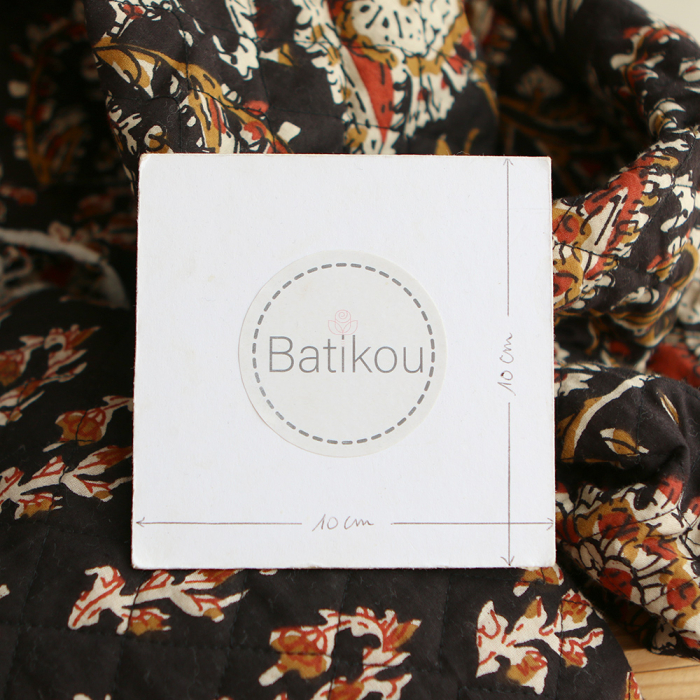 Kajal - Tissu indien matelassé double face coton hand block teal largeur 100cm