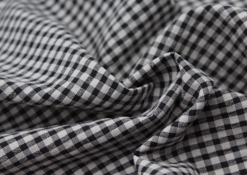 Seersucker / Coton gaufré vichy noir écru 2