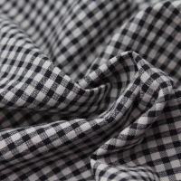 Seersucker / Coton gaufré vichy noir écru