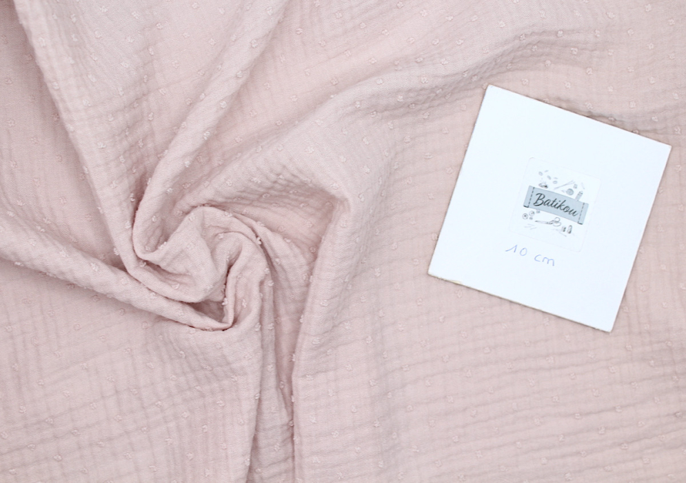 Double gaze de coton BIO plumetis rose thé