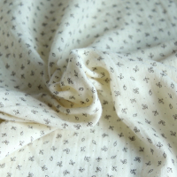 Double gaze de coton BIO écru motifs feuilles