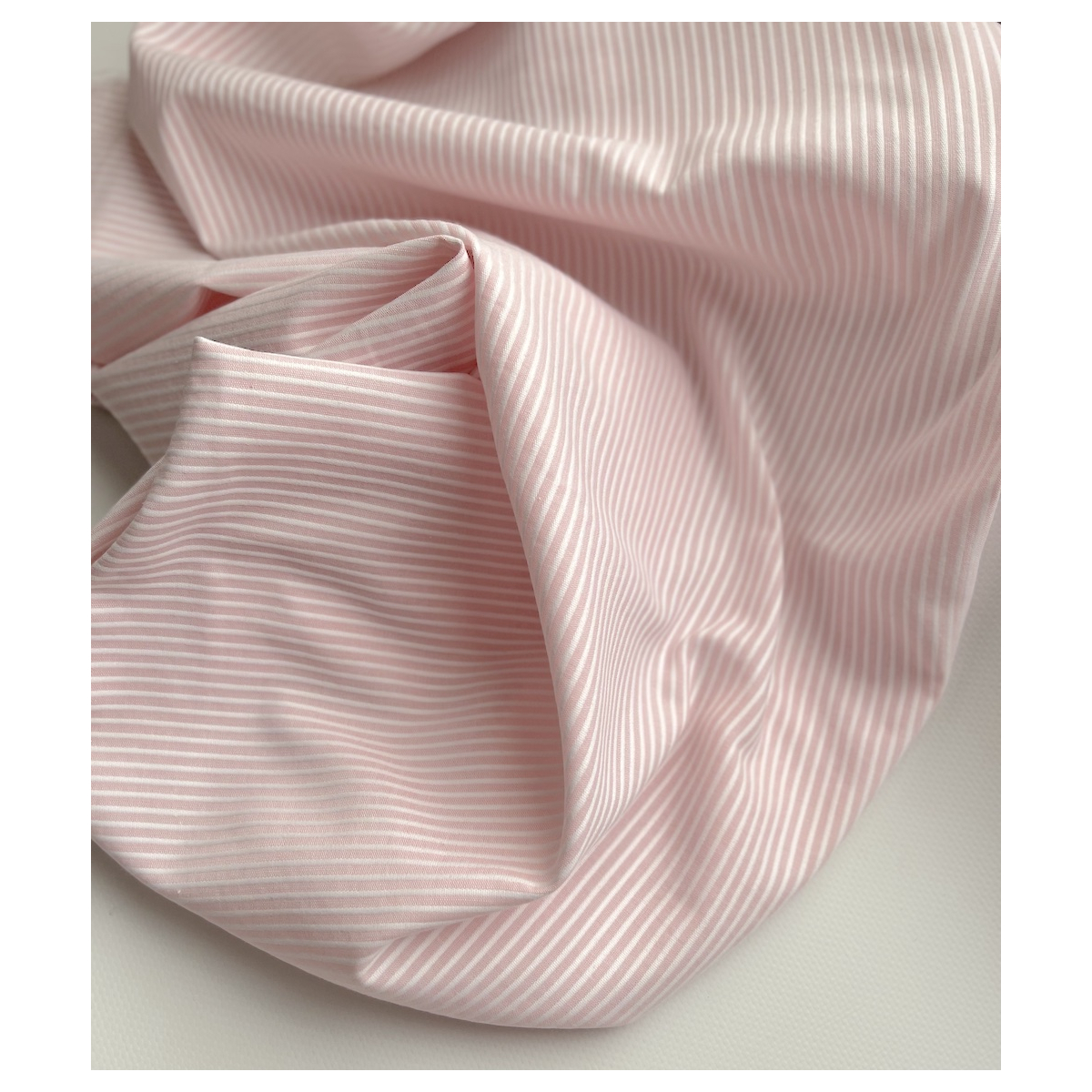 Coton bio gaufré à rayures rose dragée / blanc Tissus issus de l'agriculture biologique  - 5