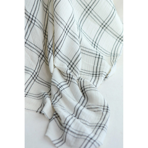 Double gaze à carreaux gris charbon fond ivoire 2