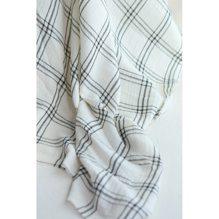 Double gaze à carreaux gris charbon fond ivoire