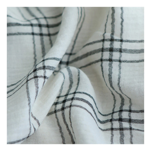 Double gaze à carreaux gris charbon fond ivoire