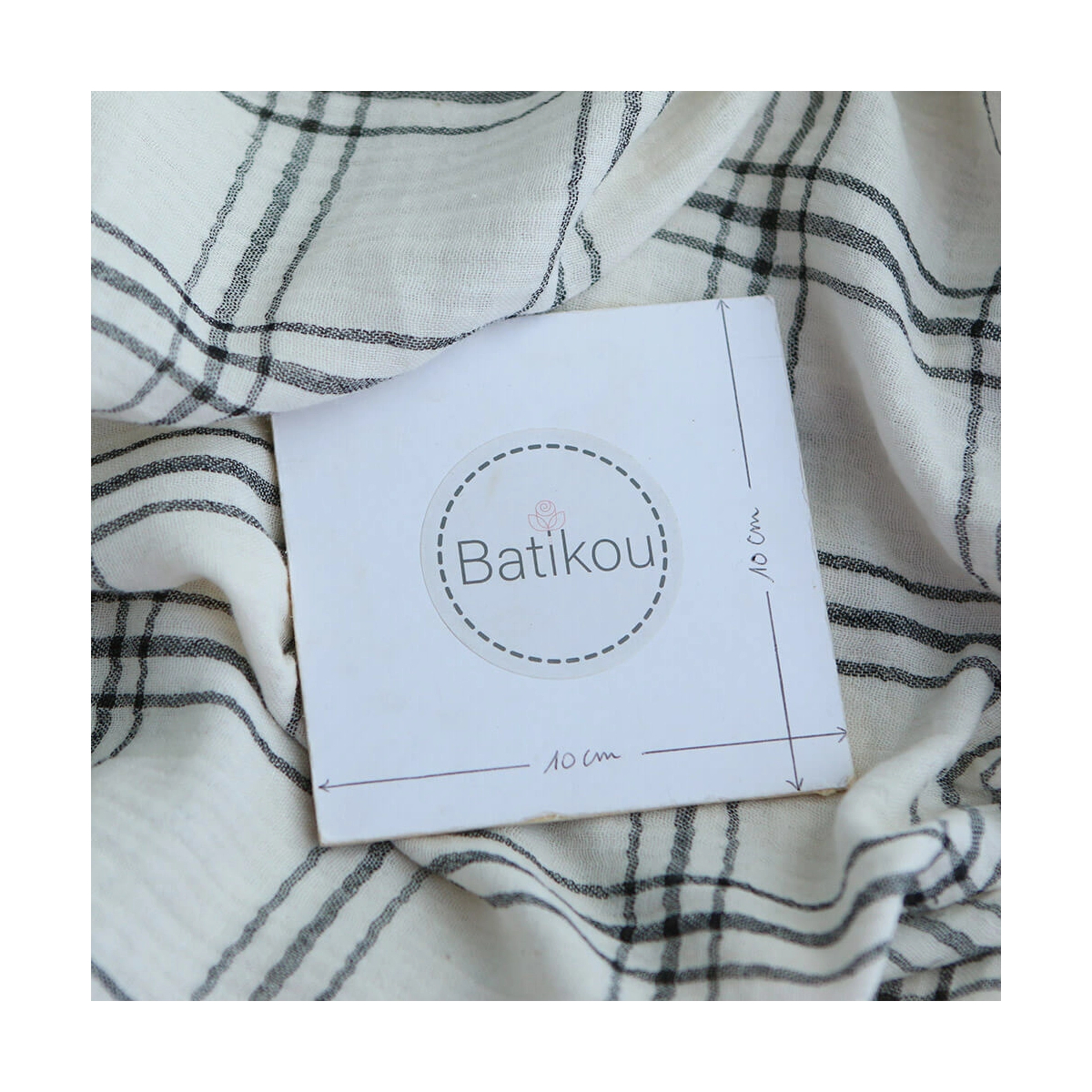 Double gaze à carreaux gris charbon fond ivoire