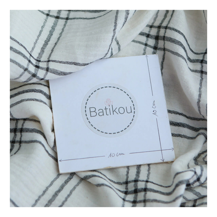 Double gaze à carreaux gris charbon fond ivoire