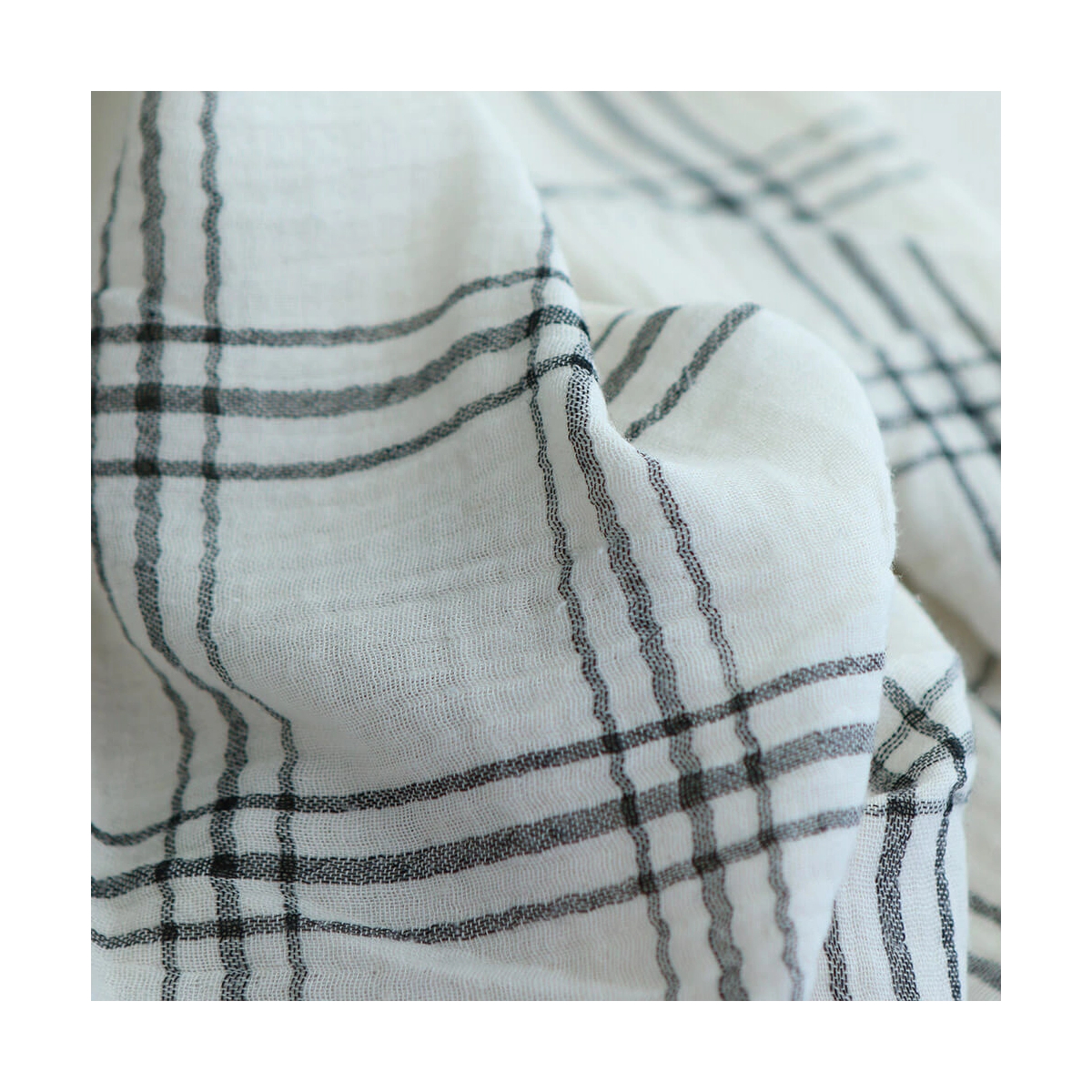 Double gaze à carreaux gris charbon fond ivoire