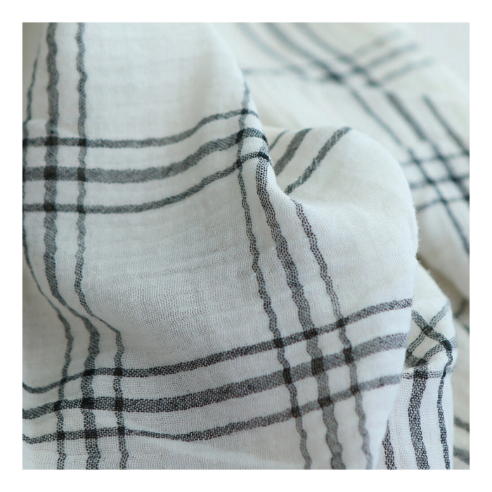 Double gaze à carreaux gris charbon fond ivoire