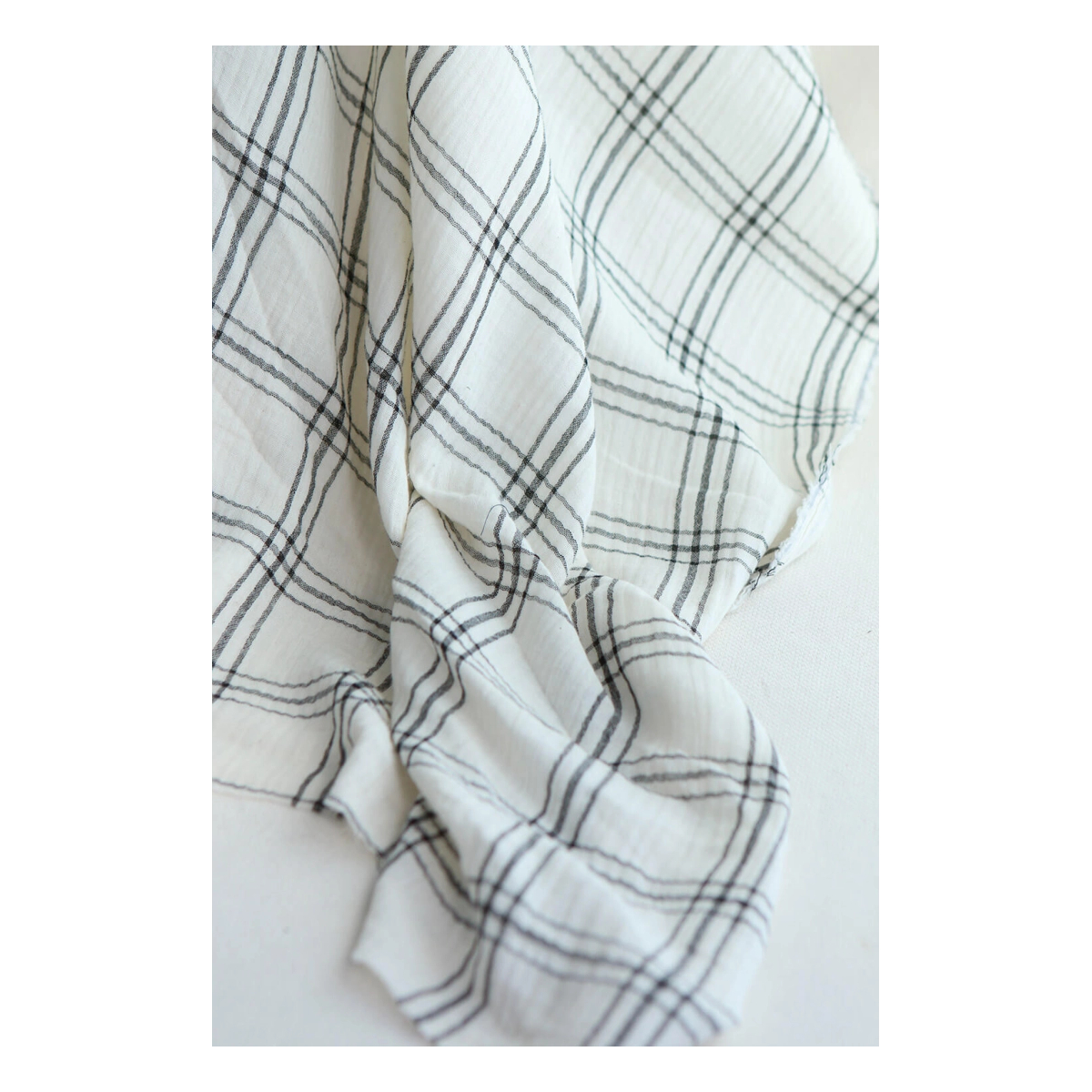 Double gaze à carreaux gris charbon fond ivoire