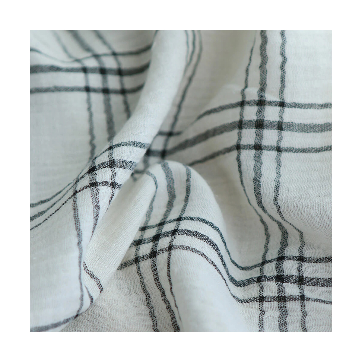 Double gaze à carreaux gris charbon fond ivoire