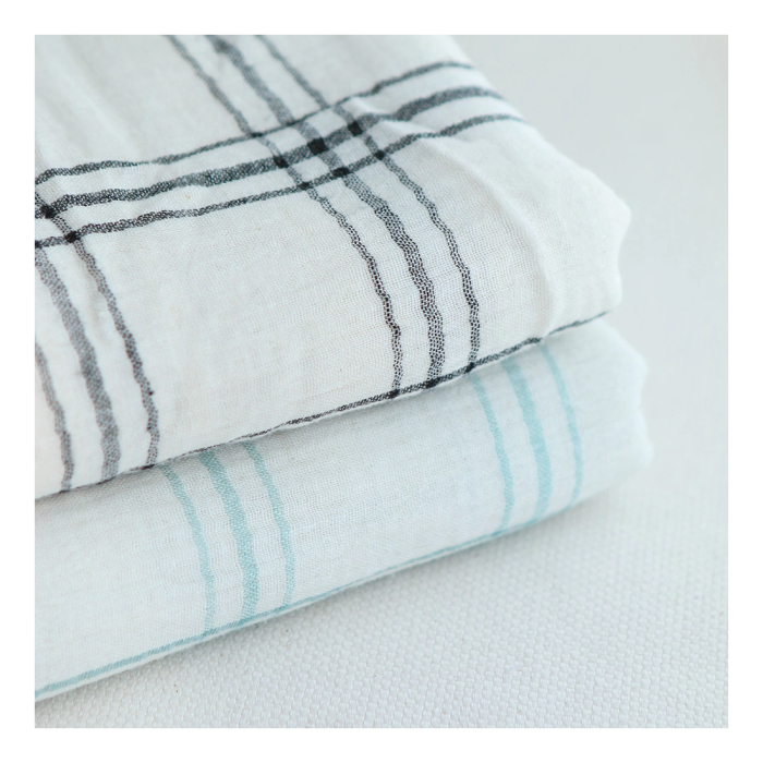 Double gaze à carreaux gris charbon fond ivoire