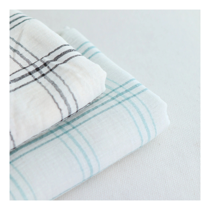 Double gaze à carreaux gris charbon fond ivoire