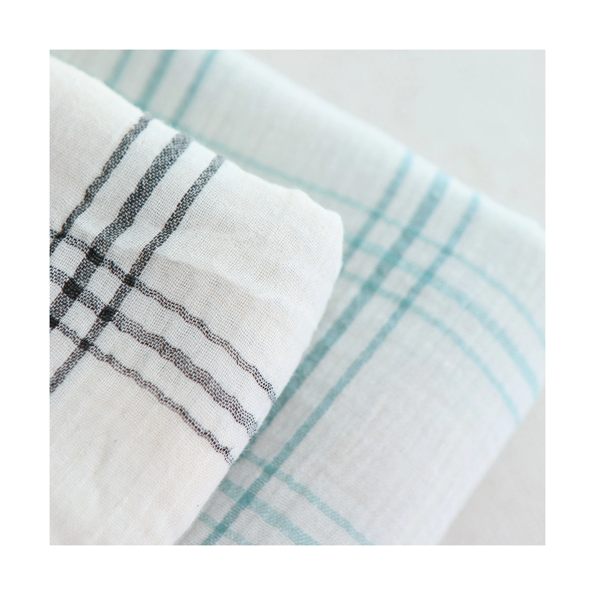 Double gaze à carreaux gris charbon fond ivoire