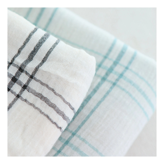 Double gaze à carreaux gris charbon fond ivoire